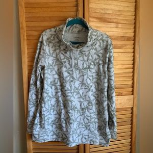 LL Bean xl gray with forest green leaves funnel neck sweatshirt. Like new.